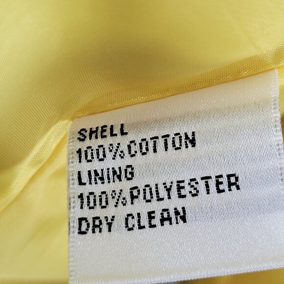Talbots Yellow 100% Cotton Buttoned Pleated Back Pockets Lined Jacket Size 14 - Picture 4 of 16
